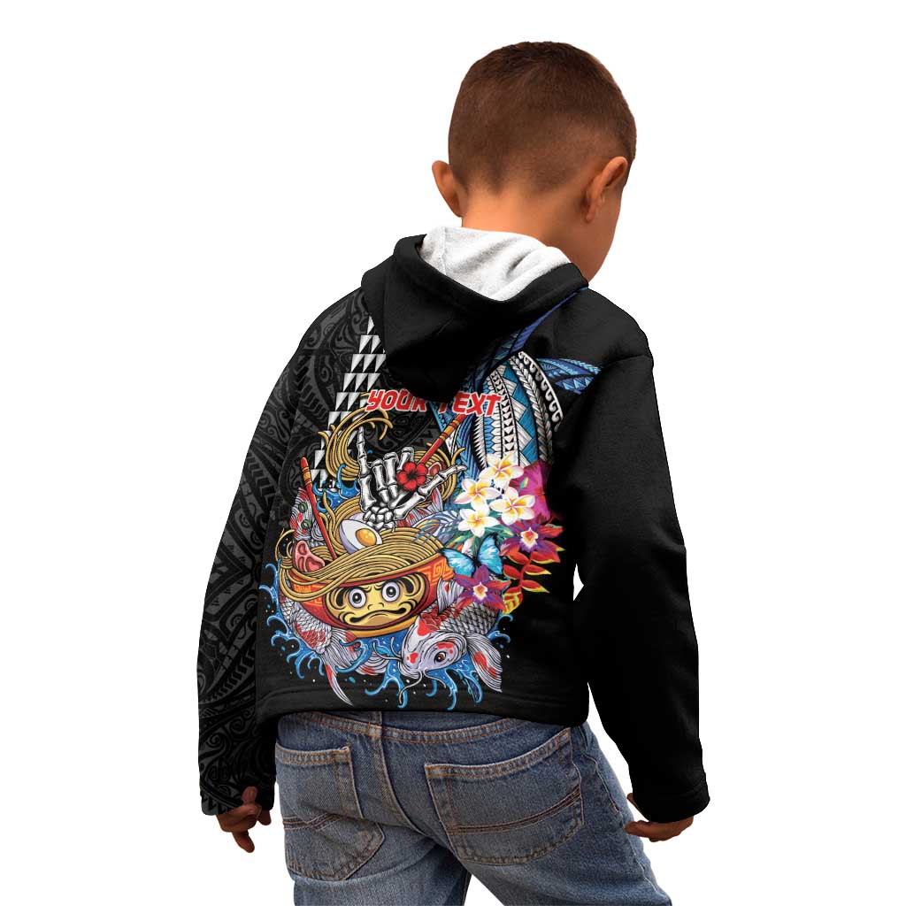Personalized Japanese Koi Fish Ramen Kid Hoodie Aloha Shark Kakau Pattern