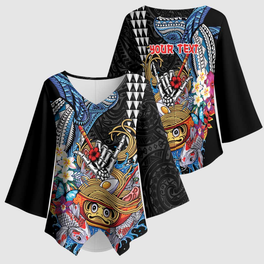 Personalized Japanese Koi Fish Ramen Kimono Sleeve Blouse Aloha Shark Kakau Pattern