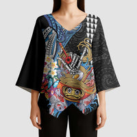 Personalized Japanese Koi Fish Ramen Kimono Sleeve Blouse Aloha Shark Kakau Pattern