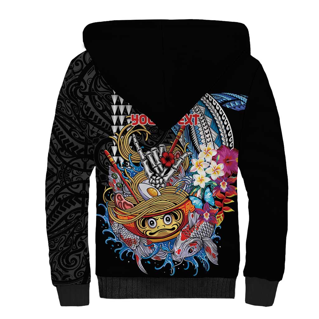 Personalized Japanese Koi Fish Ramen Sherpa Hoodie Aloha Shark Kakau Pattern