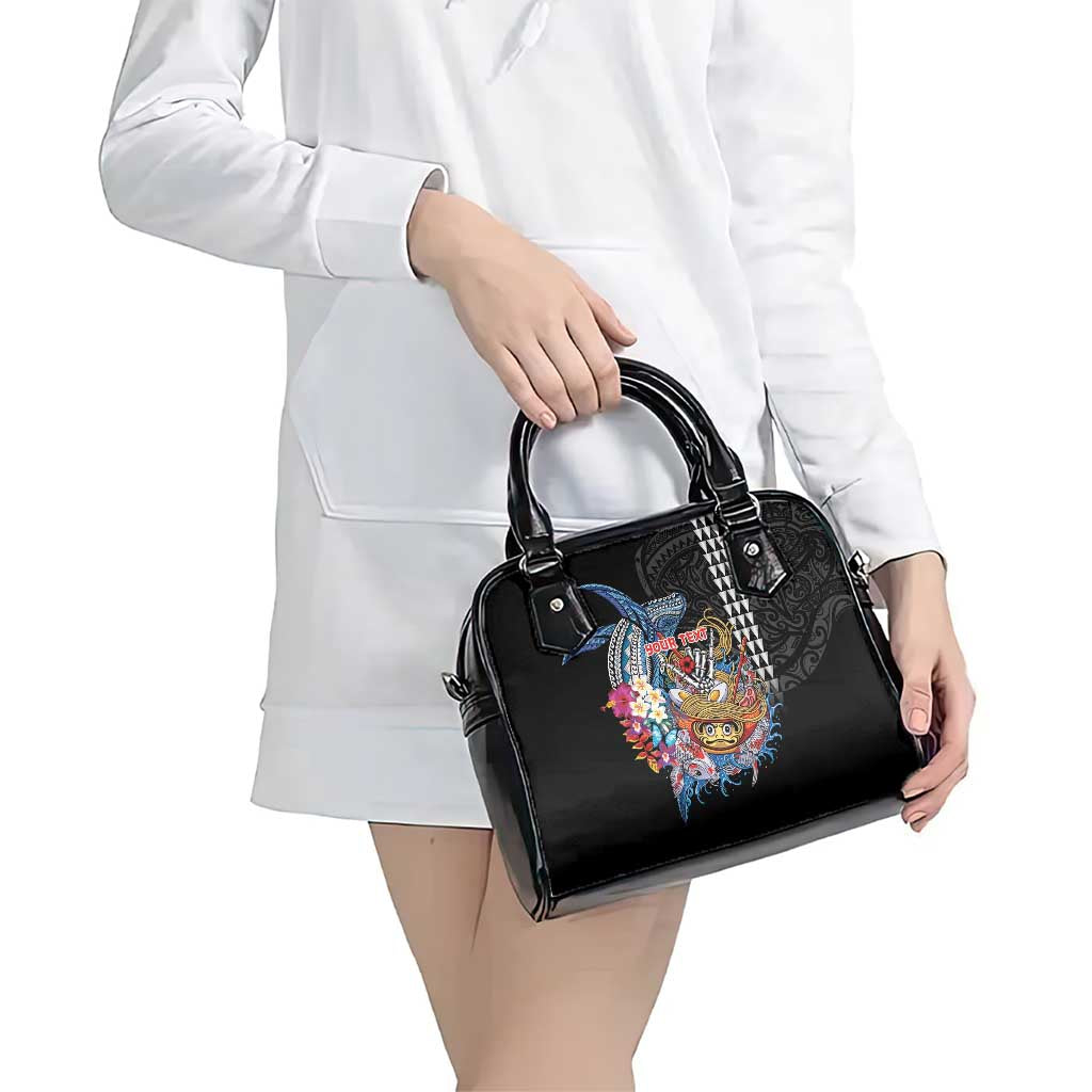 Personalized Japanese Koi Fish Ramen Shoulder Handbag Aloha Shark Kakau Pattern