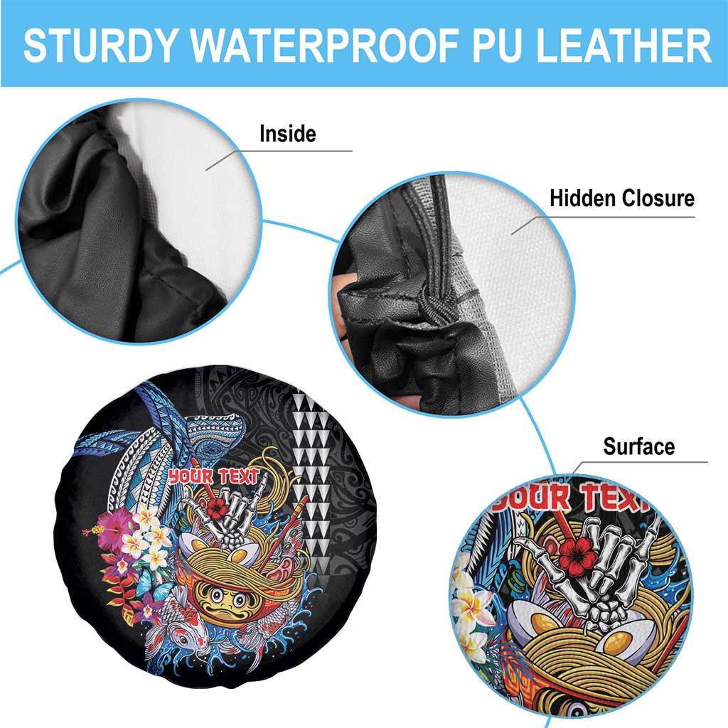 Personalized Japanese Koi Fish Ramen Spare Tire Cover Aloha Shark Kakau Pattern
