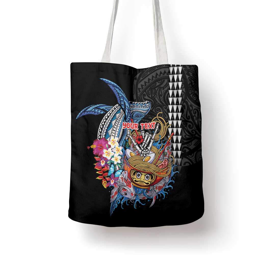 Personalized Japanese Koi Fish Ramen Tote Bag Aloha Shark Kakau Pattern