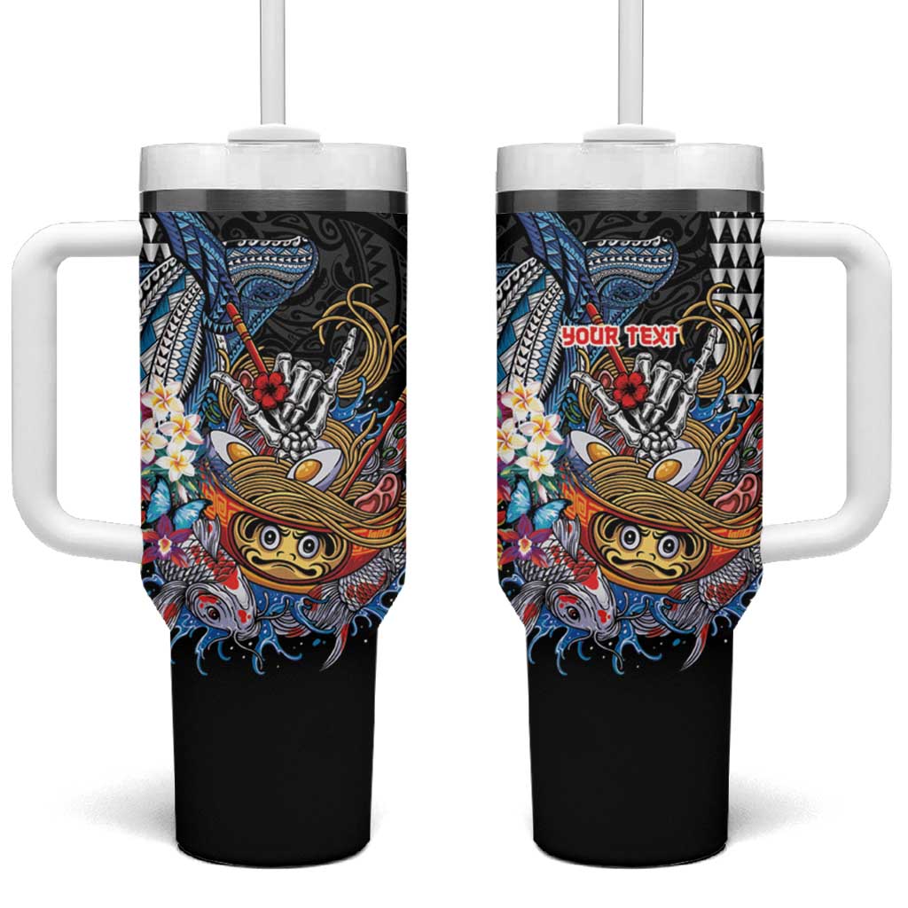 Personalized Japanese Koi Fish Ramen Tumbler With Handle Aloha Shark Kakau Pattern