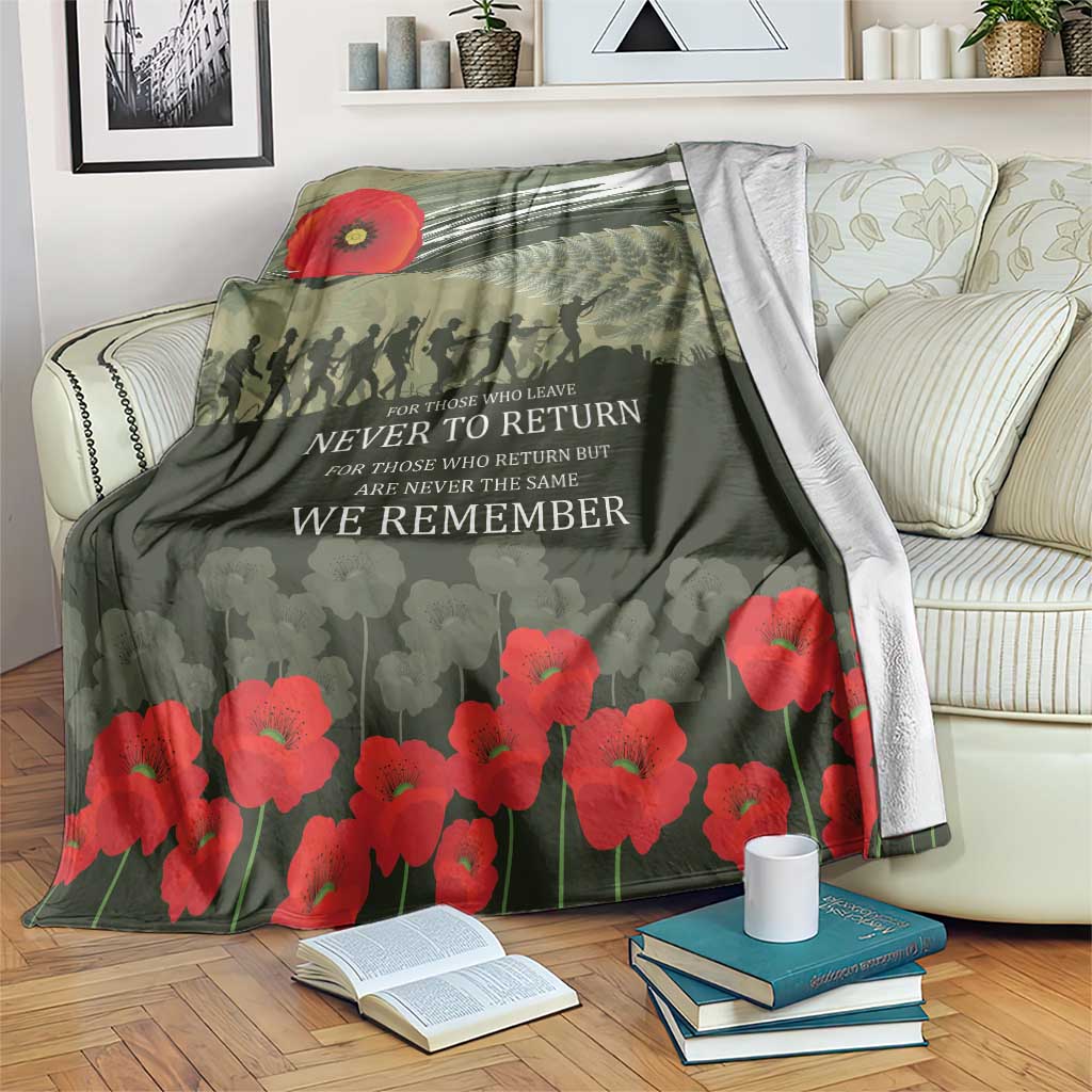 ANZAC Day We Remember Blanket Maori Silver Fern Camouflage Motif