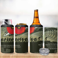 ANZAC Day We Remember 4 in 1 Can Cooler Tumbler Maori Silver Fern Camouflage Motif