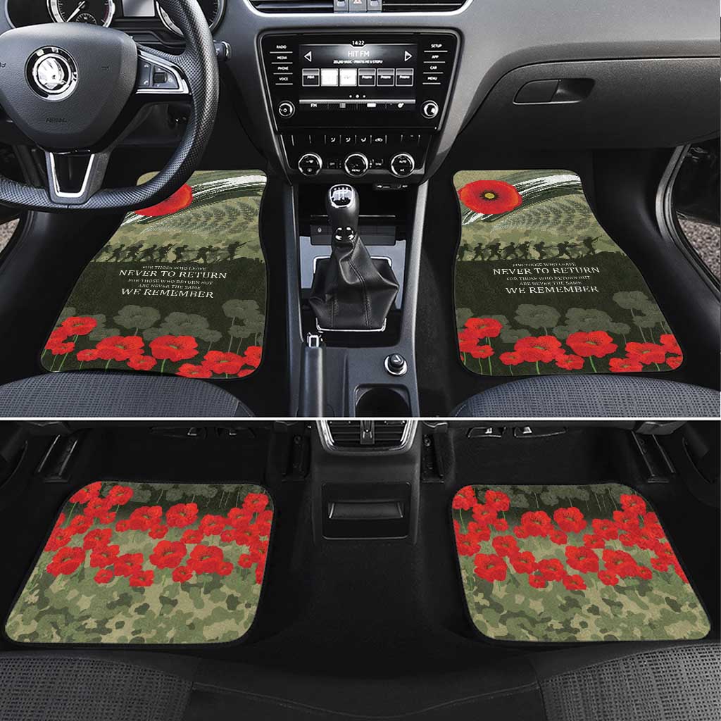 ANZAC Day We Remember Car Mats Maori Silver Fern Camouflage Motif