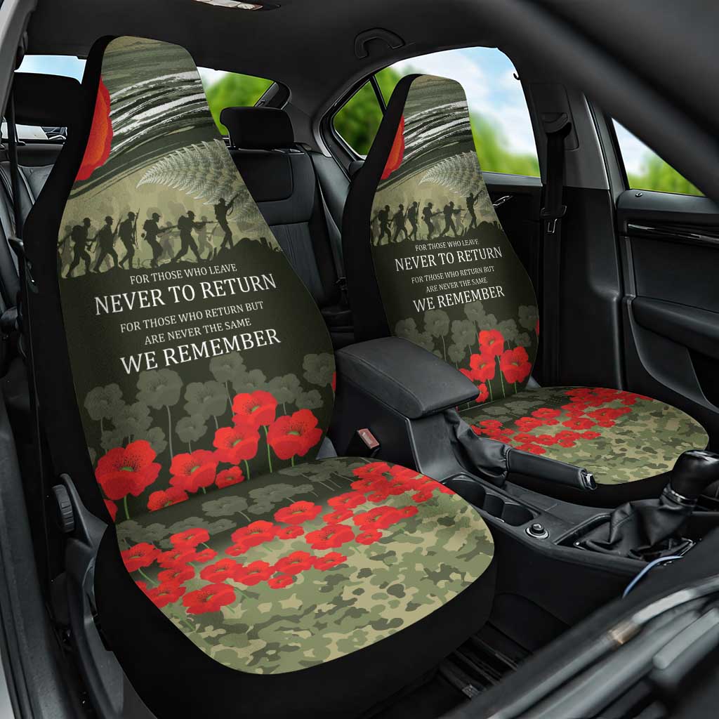 ANZAC Day We Remember Car Seat Cover Maori Silver Fern Camouflage Motif