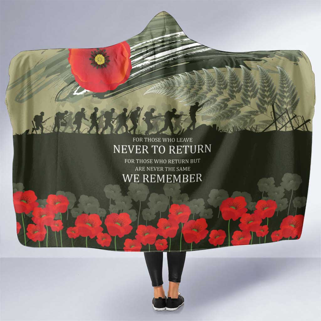 ANZAC Day We Remember Hooded Blanket Maori Silver Fern Camouflage Motif