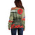 ANZAC Day We Remember Off Shoulder Sweater Maori Silver Fern Camouflage Motif