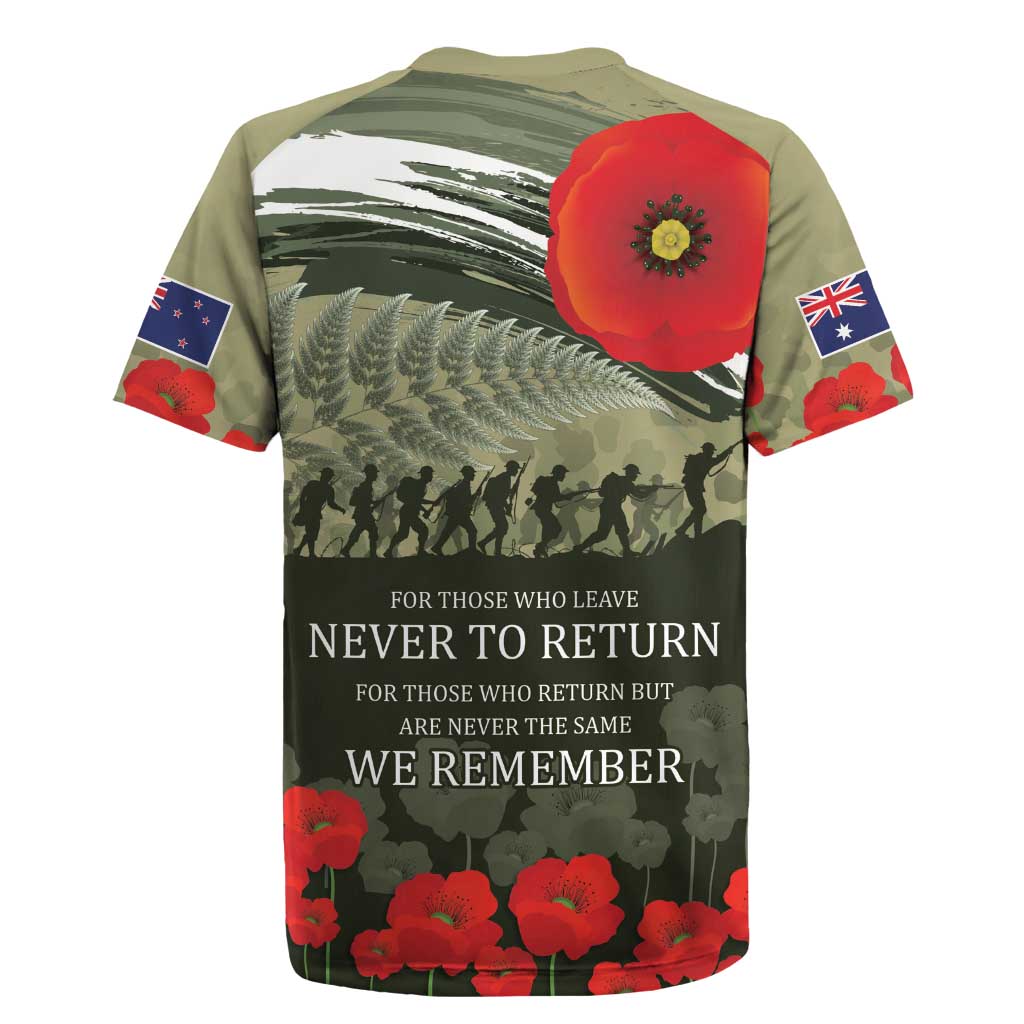 ANZAC Day We Remember Rugby Jersey Maori Silver Fern Camouflage Motif
