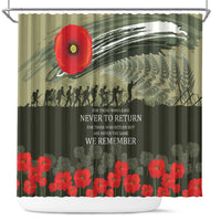 ANZAC Day We Remember Shower Curtain Maori Silver Fern Camouflage Motif