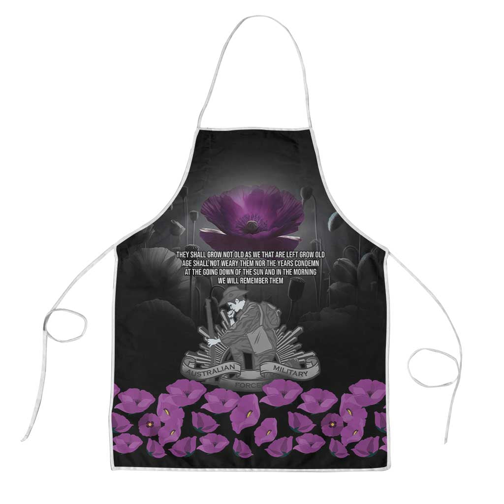 ANZAC Day Remembrance Apron Purple Poppy We Will Remember Them