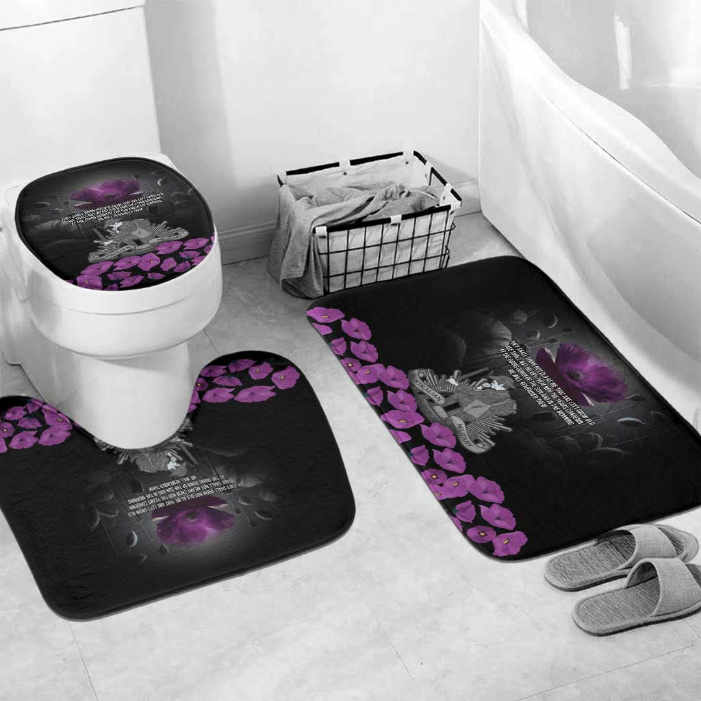 ANZAC Day Remembrance Bathroom Set Purple Poppy We Will Remember Them
