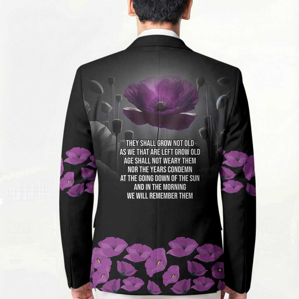 ANZAC Day Remembrance Blazer Purple Poppy We Will Remember Them