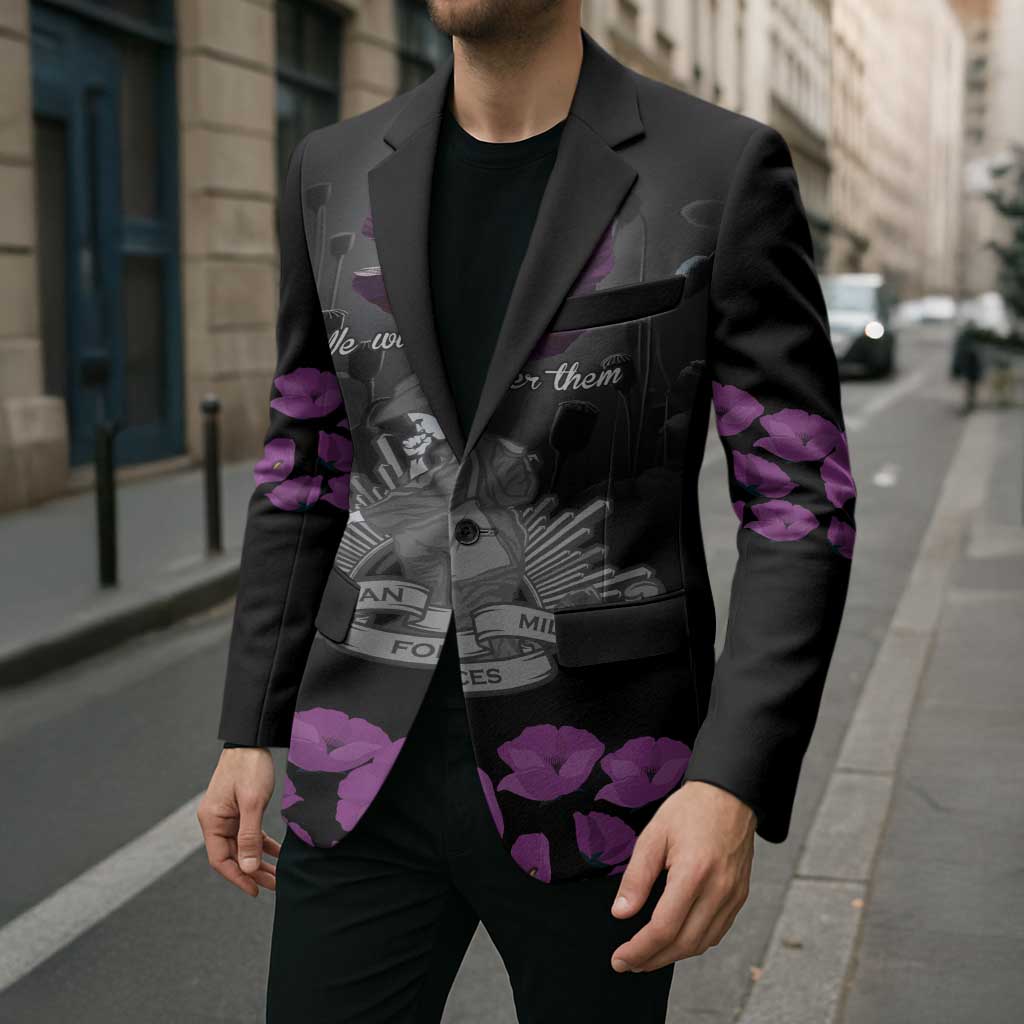 ANZAC Day Remembrance Blazer Purple Poppy We Will Remember Them