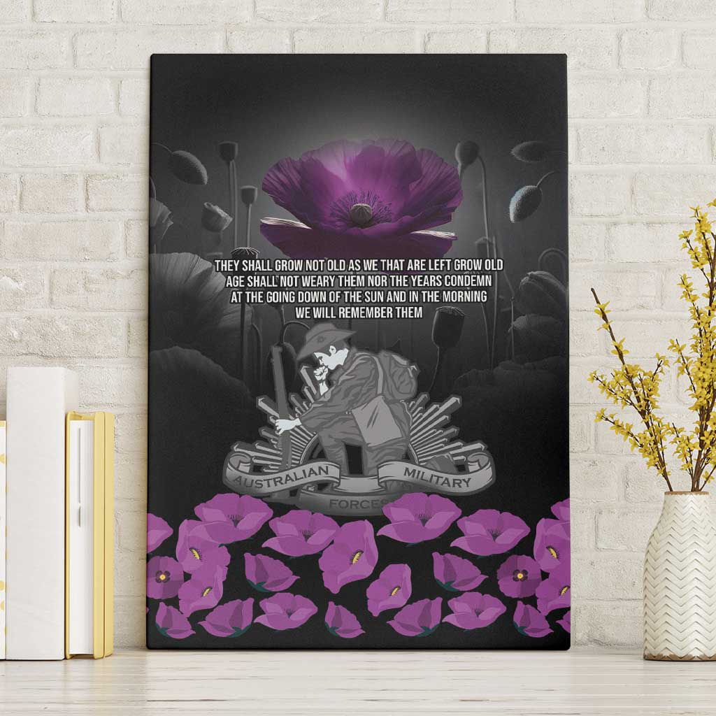 ANZAC Day Remembrance Canvas Wall Art Purple Poppy We Will Remember Them