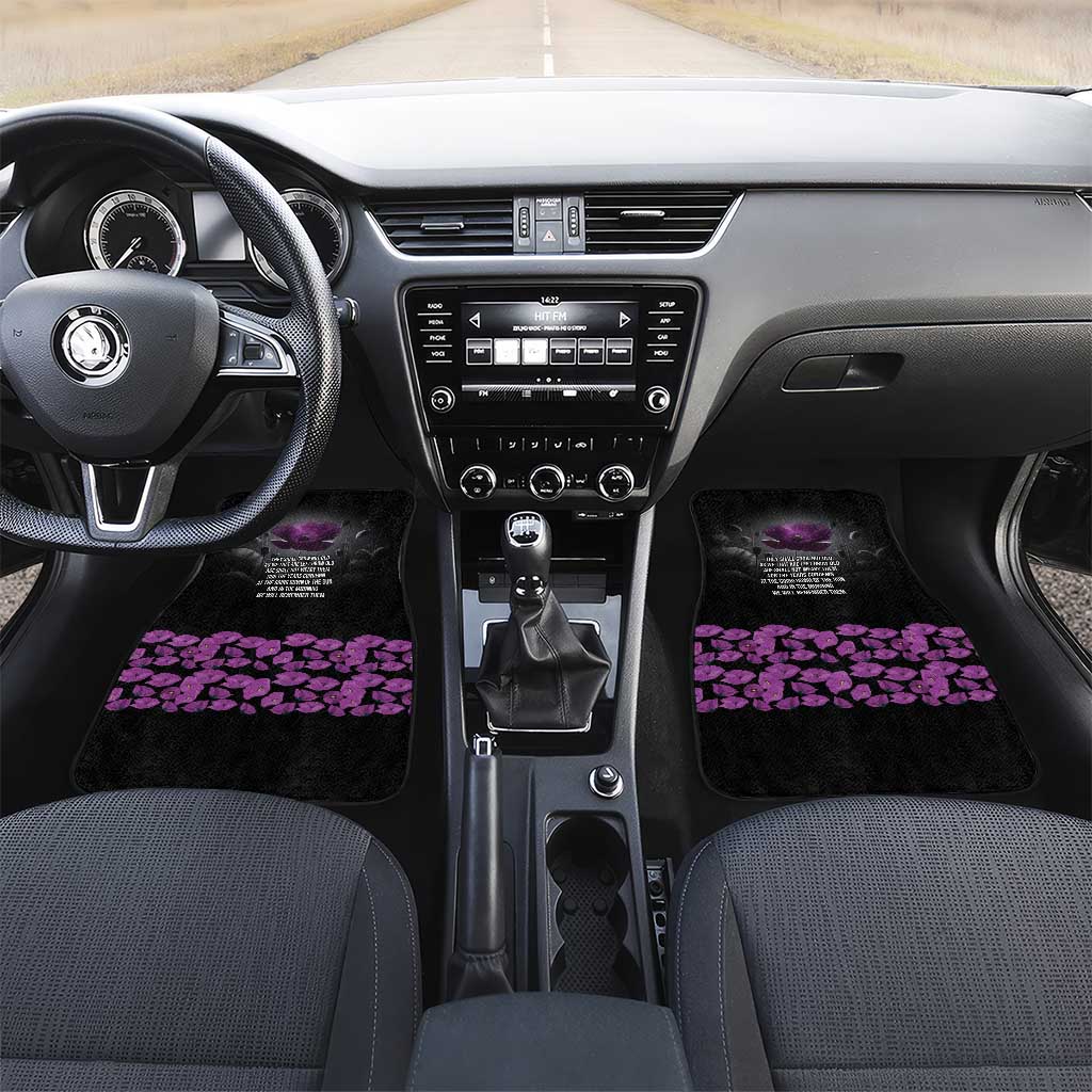 ANZAC Day Remembrance Car Mats Purple Poppy We Will Remember Them
