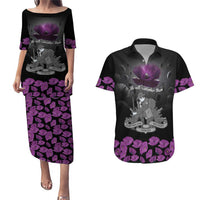 ANZAC Day Remembrance Couples Matching Puletasi and Hawaiian Shirt Purple Poppy We Will Remember Them