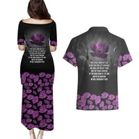 ANZAC Day Remembrance Couples Matching Puletasi and Hawaiian Shirt Purple Poppy We Will Remember Them