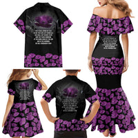 ANZAC Day Remembrance Family Matching Mermaid Dress and Hawaiian Shirt Purple Poppy We Will Remember Them LT9 - Polynesian Pride
