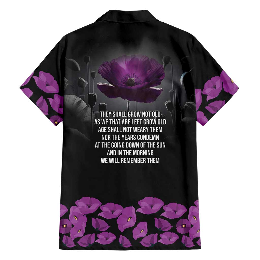 ANZAC Day Remembrance Family Matching Off Shoulder Maxi Dress and Hawaiian Shirt Purple Poppy We Will Remember Them LT9 - Polynesian Pride