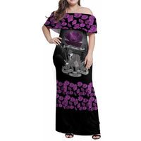 ANZAC Day Remembrance Family Matching Off Shoulder Maxi Dress and Hawaiian Shirt Purple Poppy We Will Remember Them LT9 Mom's Dress Purple - Polynesian Pride