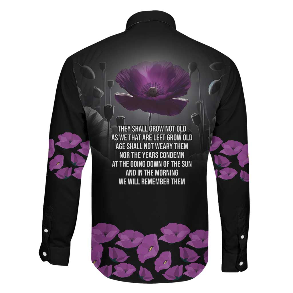 ANZAC Day Remembrance Family Matching Off Shoulder Short Dress and Hawaiian Shirt Purple Poppy We Will Remember Them LT9 - Polynesian Pride