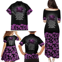 ANZAC Day Remembrance Family Matching Puletasi and Hawaiian Shirt Purple Poppy We Will Remember Them