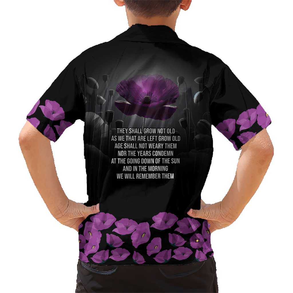 ANZAC Day Remembrance Family Matching Summer Maxi Dress and Hawaiian Shirt Purple Poppy We Will Remember Them LT9 - Polynesian Pride