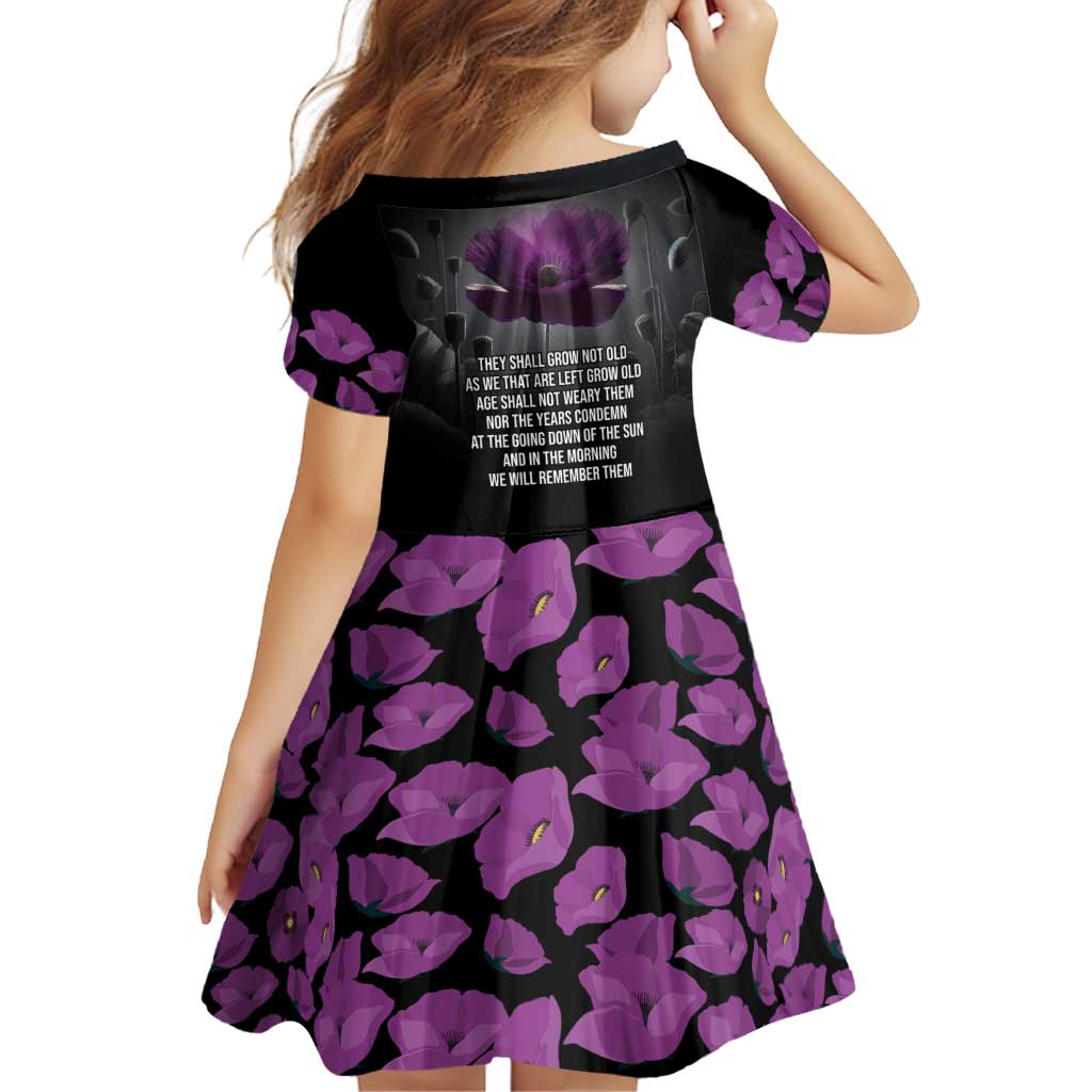 ANZAC Day Remembrance Family Matching Summer Maxi Dress and Hawaiian Shirt Purple Poppy We Will Remember Them LT9 - Polynesian Pride