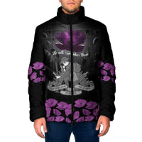 ANZAC Day Remembrance Padded Jacket Purple Poppy We Will Remember Them