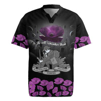 ANZAC Day Remembrance Rugby Jersey Purple Poppy We Will Remember Them