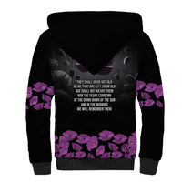 ANZAC Day Remembrance Sherpa Hoodie Purple Poppy We Will Remember Them