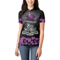 ANZAC Day Remembrance Women Polo Shirt Purple Poppy We Will Remember Them