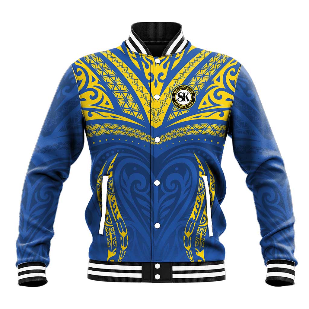 Custom Oceania Football Solomon Kings Baseball Jacket Polynesian Tribal Pattern
