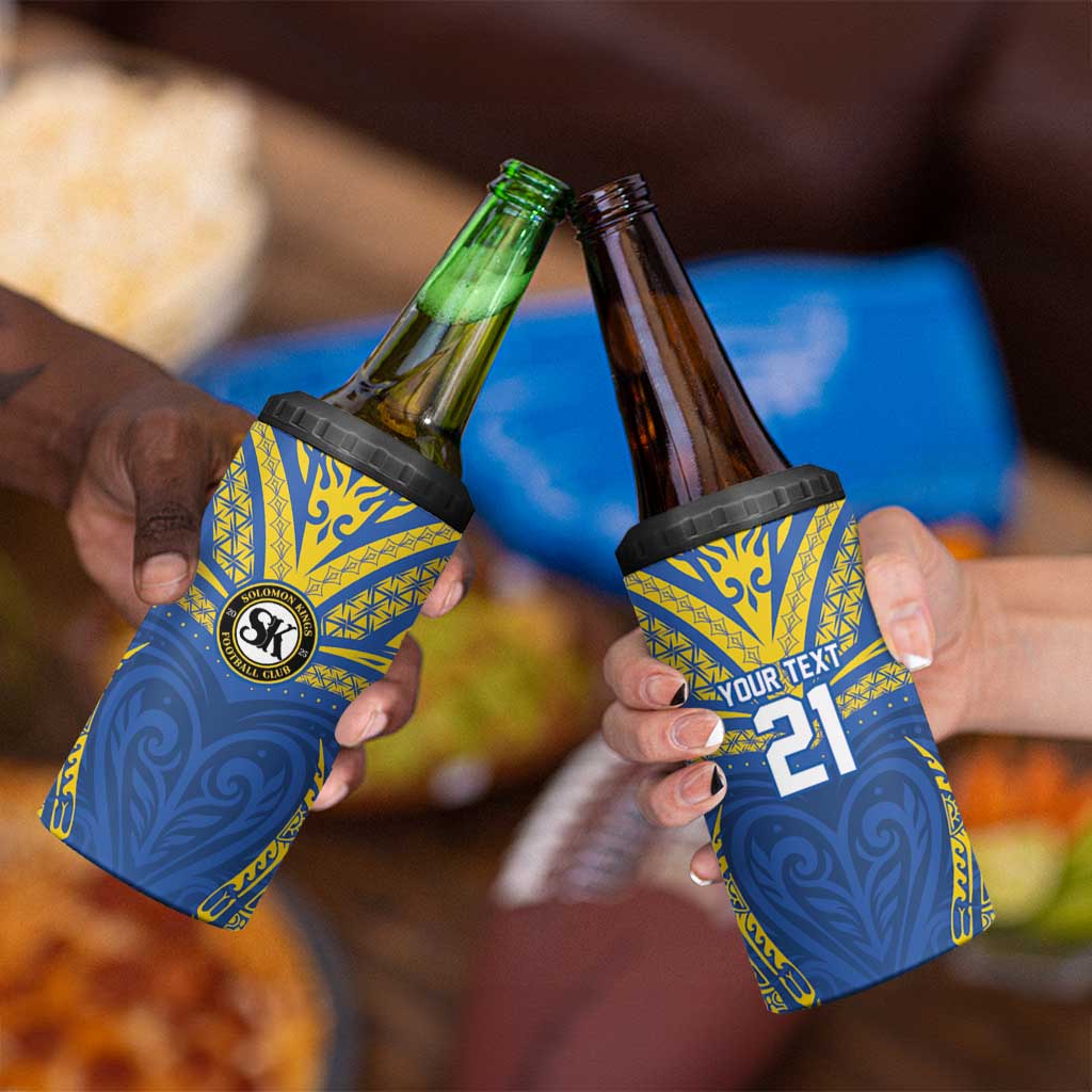 Custom Oceania Football Solomon Kings 4 in 1 Can Cooler Tumbler Polynesian Tribal Pattern