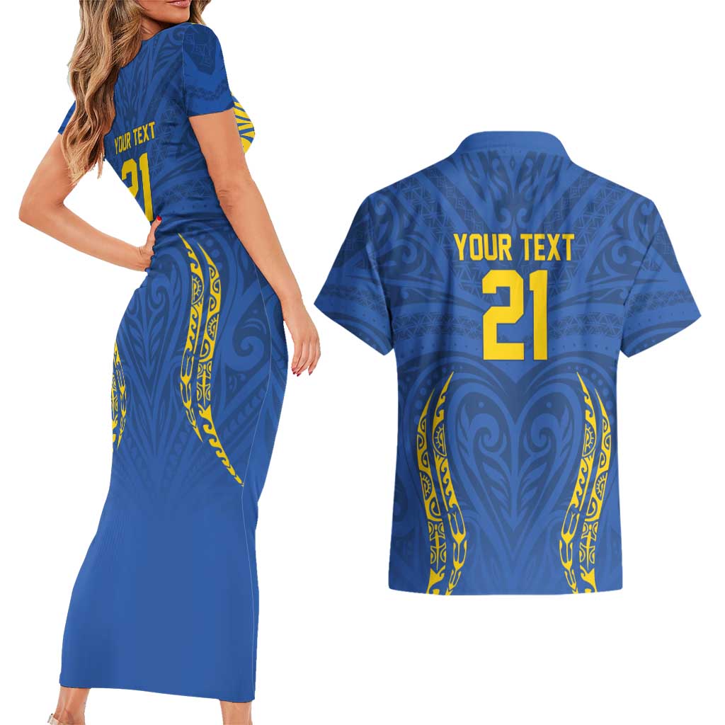 Custom Oceania Football Solomon Kings Couples Matching Short Sleeve Bodycon Dress and Hawaiian Shirt Polynesian Tribal Pattern LT9 - Polynesian Pride