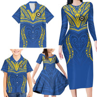 Custom Oceania Football Solomon Kings Family Matching Long Sleeve Bodycon Dress and Hawaiian Shirt Polynesian Tribal Pattern LT9 - Polynesian Pride