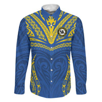 Custom Oceania Football Solomon Kings Family Matching Short Sleeve Bodycon Dress and Hawaiian Shirt Polynesian Tribal Pattern LT9 Dad's Shirt - Long Sleeve Blue - Polynesian Pride