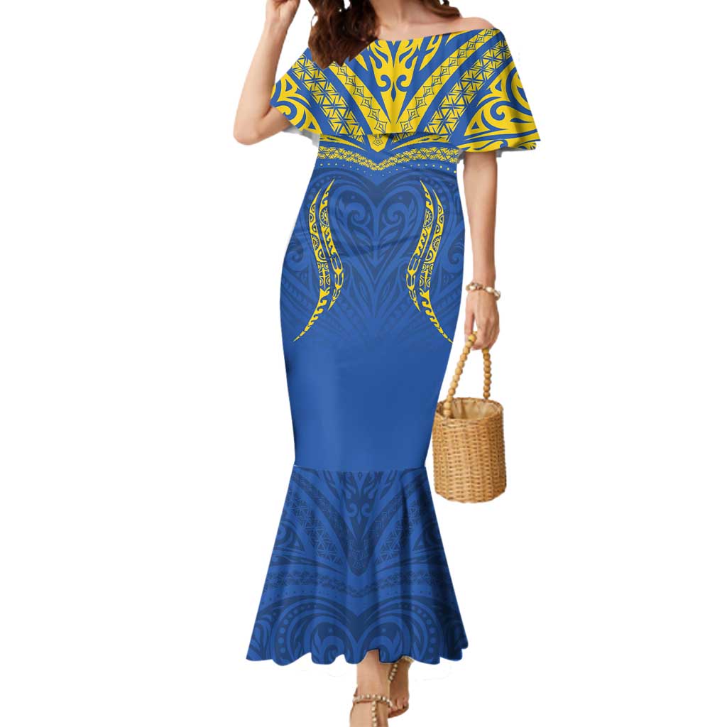Custom Oceania Football Solomon Kings Mermaid Dress Polynesian Tribal Pattern