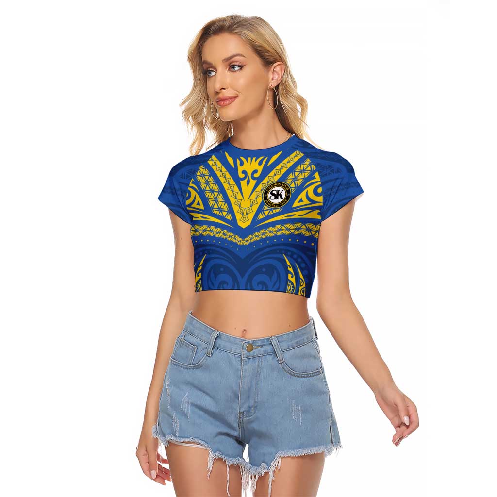Custom Oceania Football Solomon Kings Raglan Cropped T Shirt Polynesian Tribal Pattern