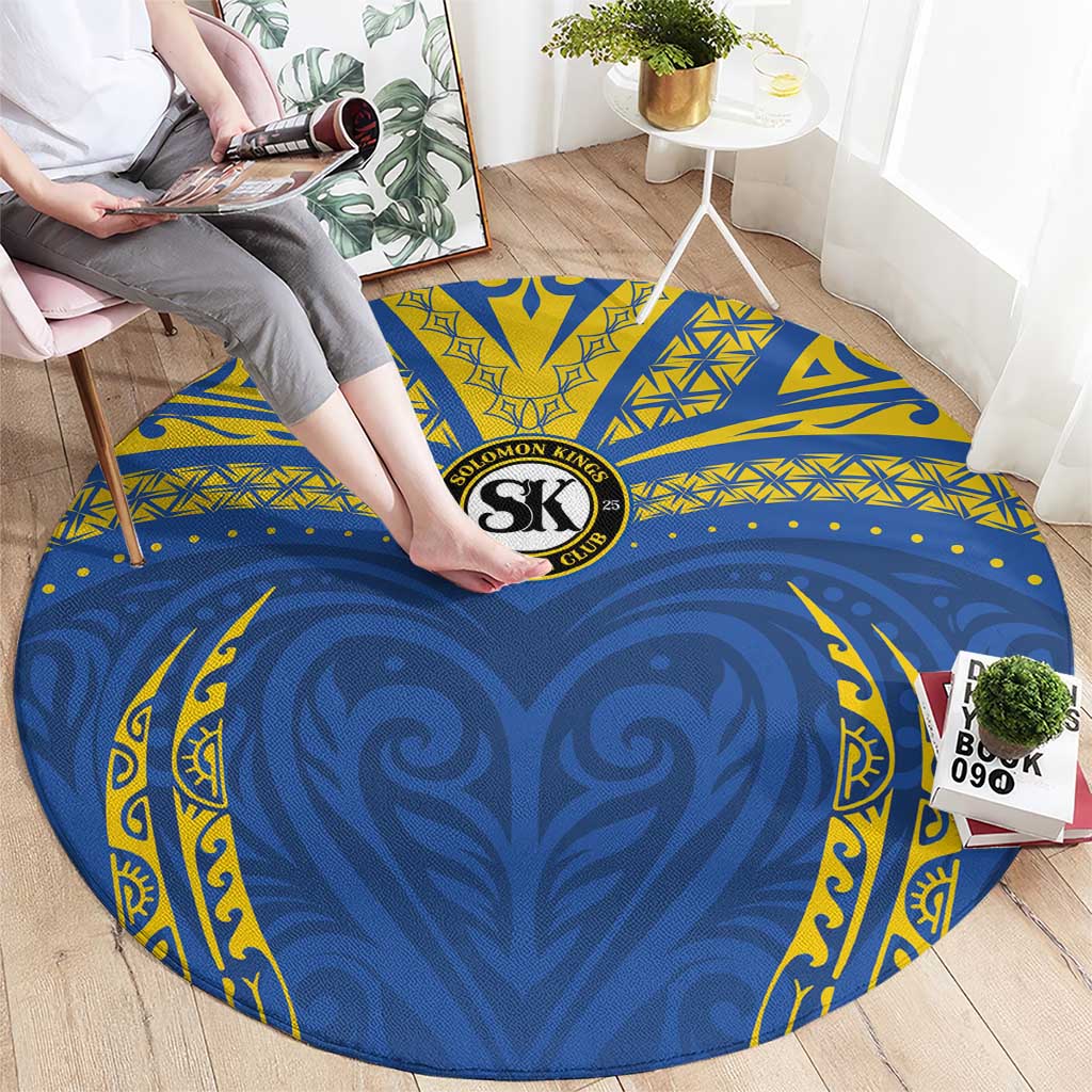 Oceania Football Solomon Kings Round Carpet Polynesian Tribal Pattern