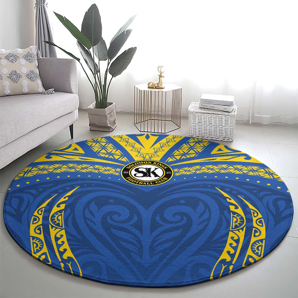 Oceania Football Solomon Kings Round Carpet Polynesian Tribal Pattern