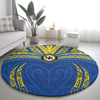 Oceania Football Solomon Kings Round Carpet Polynesian Tribal Pattern