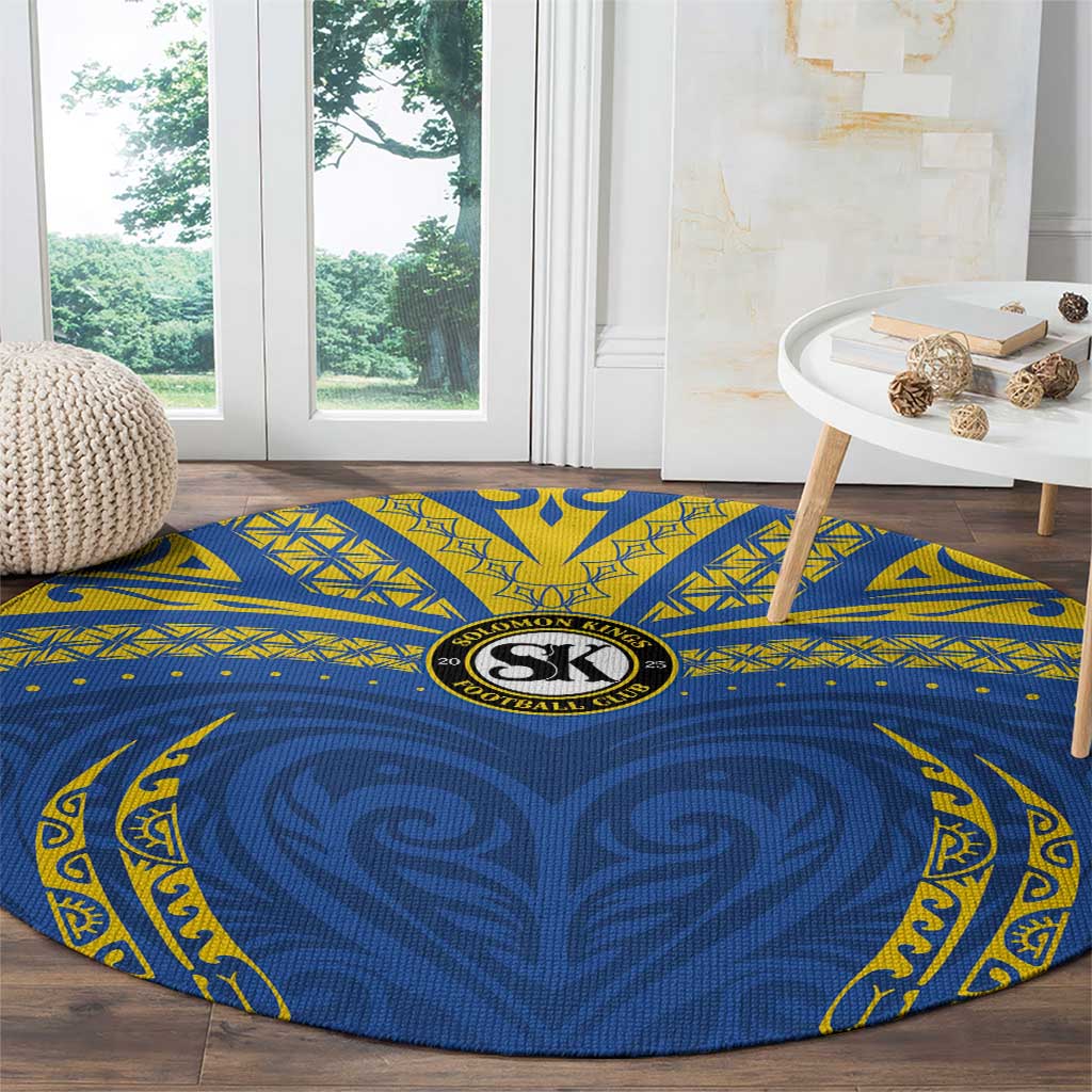 Oceania Football Solomon Kings Round Carpet Polynesian Tribal Pattern