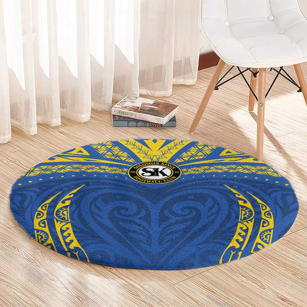 Oceania Football Solomon Kings Round Carpet Polynesian Tribal Pattern