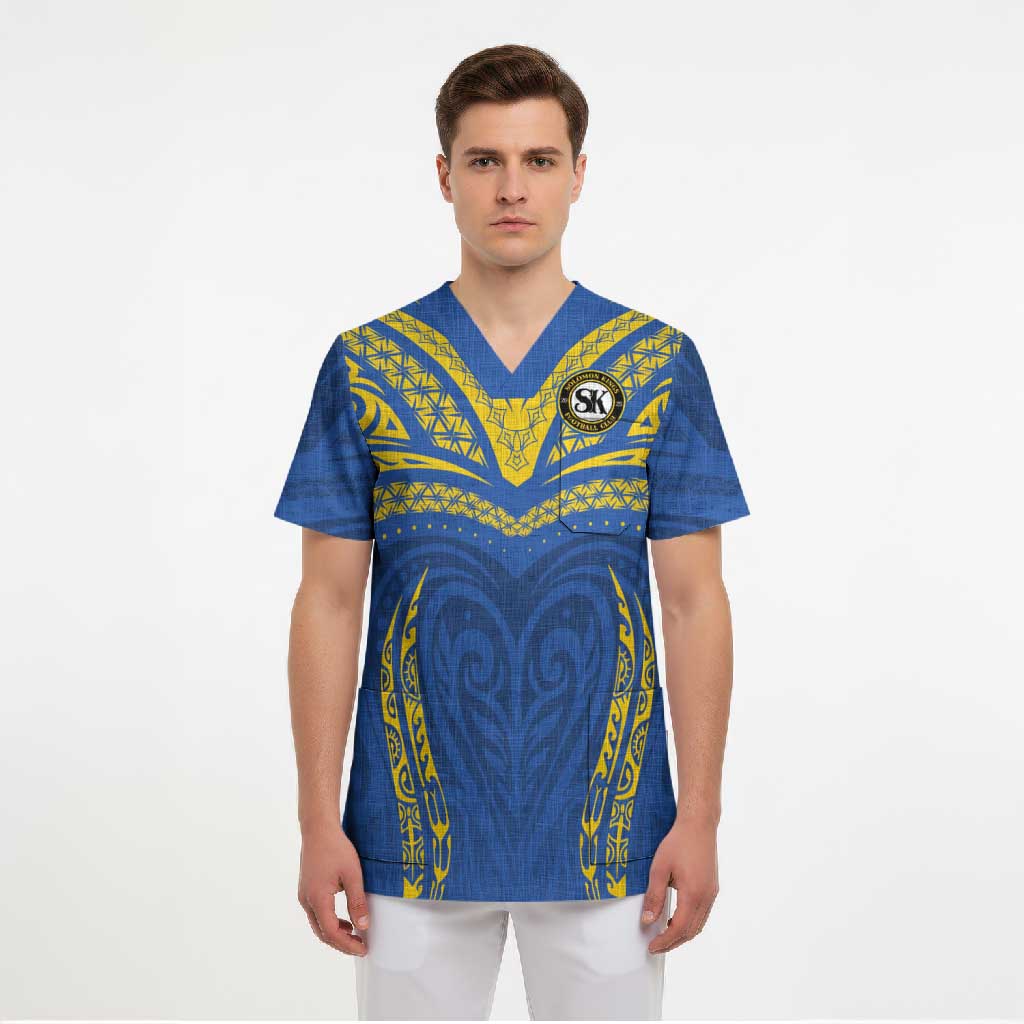 Custom Oceania Football Solomon Kings Scrub Top Polynesian Tribal Pattern