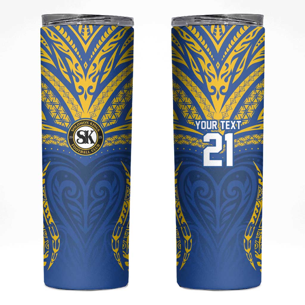 Custom Oceania Football Solomon Kings Skinny Tumbler Polynesian Tribal Pattern LT9 Blue - Polynesian Pride