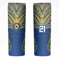Custom Oceania Football Solomon Kings Skinny Tumbler Polynesian Tribal Pattern LT9 Blue - Polynesian Pride